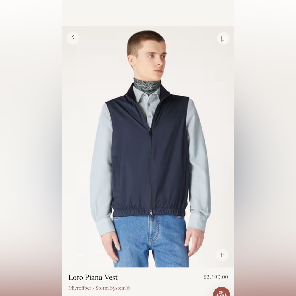 Sold! Loro Piana Men's Navy Blue Vest US38 (Small/Medium). Reversible. Cashmere